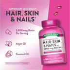 Nature's Truth Hair, Skin & Nails Vitamin | 5000 mcg Biotin | 165 Softgels | with Collagen | Non-GMO & Gluten Free Supplement