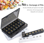 Monthly Pill Organizer, 28 Day Pill Box 1 Time a Day with Dust-Proof Case, Large 4 Weeks a Month Pill Case Container, Daily Vitamin Case Box for Pills/Medicine/Fish Oil/Supplements（Black）