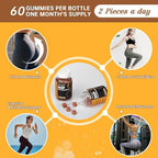 Booty Gummies for Big Butt and Hips, Bigger Butt Gummies for Natural Curves, 2 PCS Bum Support Gummy Booty Curvy Body, Berry Flavored Women Support Supplement, Boost Glute Growth, Fenugreek, 60 Count.