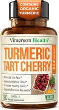 Turmeric Curcumin Supplement with 10:1 Tart Cherry Extract & Celery Seed Extract – Natural Uric Acid Balance, Joint Health & Sleep Aid – Turmeric Curcumin with Black Pepper – 120 Tart Cherry Capsules