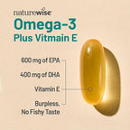 NatureWise Extra-Strength Omega 3 Fish Oil Supplement - 1000mg per Serving - 600 EPA & 400 DHA and Vitamin E - Support for Heart & Brain Health - Lemon Flavor, GMO-Free - 180 Softgels[3-Month Supply]