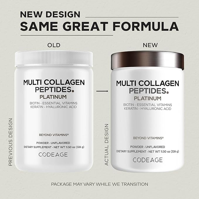 Codeage Multi Collagen for Women & Men Biotin 10000mcg Keratin, Protein Powder Vitamin C B6 D3, Hyaluronic Acid, Niacin - Hydrolyzed Collagen Coffee Creamer 5 Types - Unflavored - Non-GMO - 11.5oz