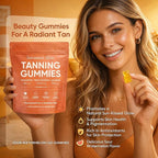 Savanna Skin Tanning Gummies, with Vitamin C & E, Astaxanthin, Beta Carotene & Lycopene Blend, Natural Looking Glow, Bronzing, Radiant Healthy Skin, Non-GMO, Vegan & Sugar-Free, 60 Gummies