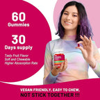 Potassium Magnesium Gummies - Magnesium Glycinate B6,D3 & Potassium Citrate for Leg Cramps,Muscle,Electroyte for Adults Kids,Sugar-Free - 60 Raspberry Gummies