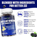 Natural Melatonin 20mg Gummies for Adults: Sugar Free Chewable Supplement with Magnesium Ashwagandha L-Theanine GABA Valerian Root Vitamin B12 Gummy - for Women Men Deep Zzz Immune Support(120Count)