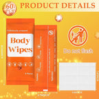 300 Pcs 60 Pack Body Wipes for Adults Bathing No Rinse Individually Wrapped Shower Wipes Washcloth with Aloe Cleansing Body Wash Cloths Disposable Bulk Deodorant Homeless(Orange Background)