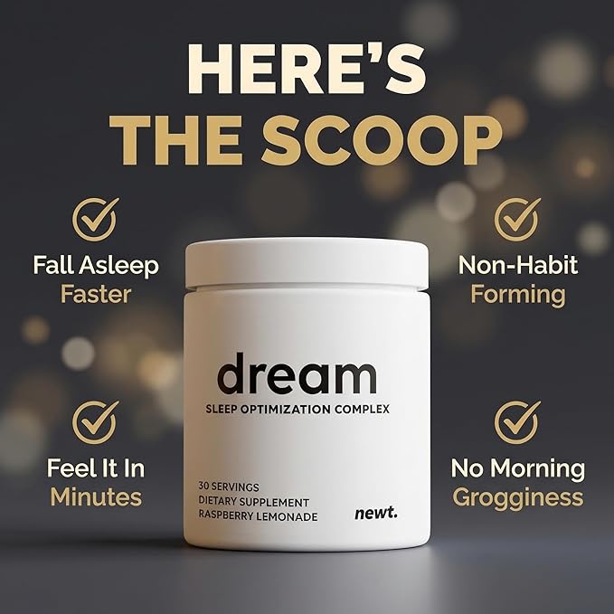DREAM Sleep Aid Powder | Magnesium L-Threonate, Apigenin & Theanine | 2400mg 7-Ingredient Non-Habit Forming and Natural Sleep Aids for Adults | Deep Sleep Super Calm & Stress Relief