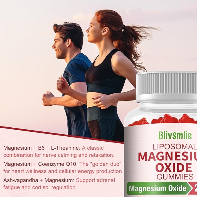 2 Pack Liposomal Magnesium Oxide Gummies 2000mg Complex Ashwagandha,CoQ10, L-Theanine, L-5-MTHF, Methyl B12, Zinc for Sleep & Energy,Stress Relief,Heart Health,Neuro Support