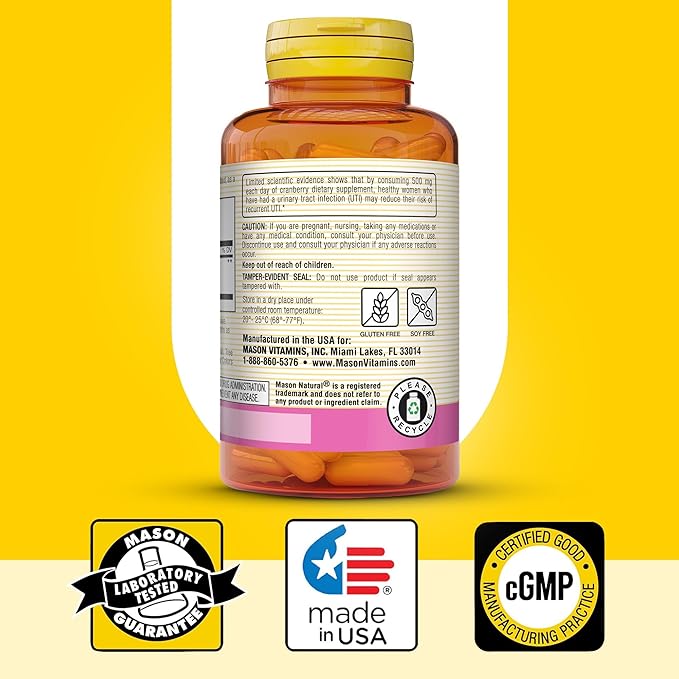 MASON NATURAL Cranberry Highly Concentrated 900 mg, 3 Month Supply, Antioxidant & Immune Health, Supports Healthy Urinary Tract, 3 Pack