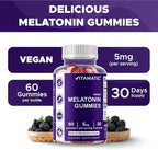 Vitamatic Melatonin Gummies – (2.5 mg, 5 mg & 10 mg Doses) | 60 Vegan Gummies per Bottle | Pack of 2
