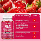 CFILIHTC (2 Pack) NAC Gummies 600mg, N Acetyl Cysteine Supplement with Glutathione, Resveratrol, Magnesium, CoQ10, NAC Chewable for Antioxidants & Immune Support, Strawberry Flavor 120 Gummies