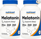 Nutricost Melatonin 20mg, 240 Capsules, Non-GMO & Gluten Free (Pack of 2)