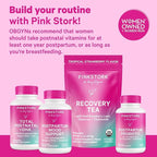 Pink Stork Total Postnatal Vitamins for Women | Vegan DHA, Iron, Folate, B12 | Postpartum Recovery Essentials | Lactation Support for Breastfeeding Moms | Third-Party Tested - 60 Capsules, Berry