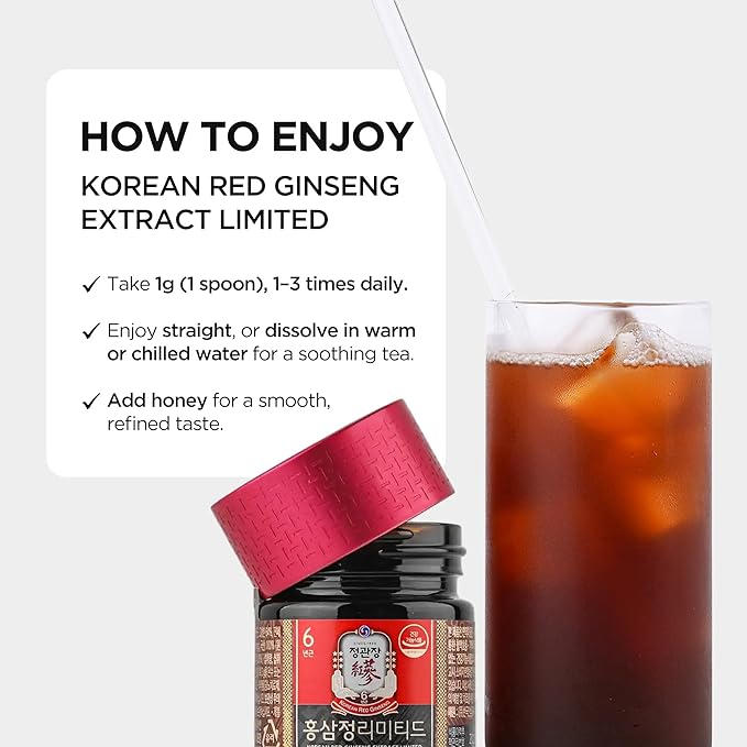 JUNG KWAN JANG Korean Red Ginseng Extract Limited 100g Jar | Ginseng Supplement, Ginseng Tea | Energy Boost,Stamina, Immune Support | 100% Korean Red Ginseng Extract | Vegan Friendly | 100g
