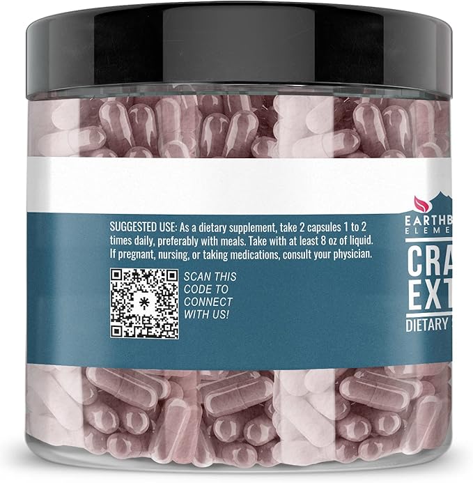 Earthborn Elements Cranberry Extract 200 Capsules, Pure & Undiluted, No Additives