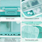 1Pack Travel Pill Organizer, 8 Compartments Portable Pill Case, Small Pill Box for Pocket Purse Portable Medicine Vitamin Container Blue