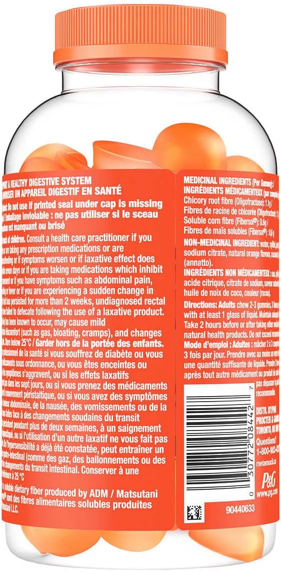 Metamucil Fibre Gummies Plant Based & No Sugar Added, Help Provide Gentle Relief of Irregularity - 180 Gummies