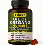 Sakoon nutrition Oil of Oregano Gummies – Immune Support with Oregano Oil 300mg, Black Cumin Seed, Elderberry, Echinacea – Antioxidants & Respiratory Health – Vegan, Non-GMO, Tasty Herbal Supplement