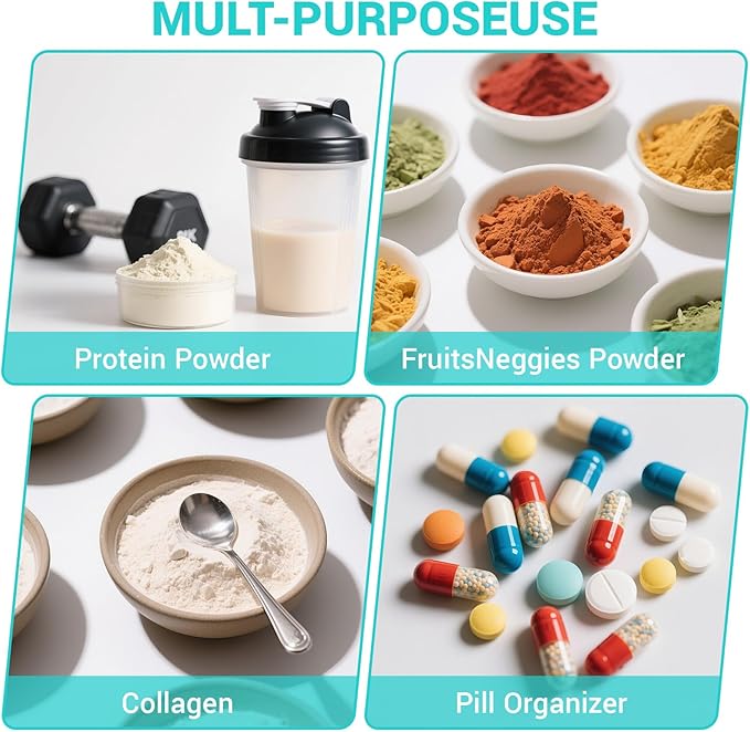 Supplement Travel Container, Travel Containers for Powder Supplements Include 28 Reusable Powder Packets, 3 Large Zip Bags, BPA-Free Protein Powder Container to go for Workout, Fitness