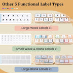 Travel Pill Organizer with Bulk Stickers & Labels - Small & Portable Week Daily Medicine Pharmacy for Pocket, Bag - 14-Compartment Foldable Supplement Box Holder for Fish Oil Vitamin - Khaki