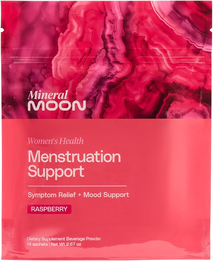 Premium Menstruation Support - 14 Sachets Raspberry Drink - Hormonal Balance & PMS Support - Reduce Period Cramps, Fatigue & Nausea -with Magnesium Bisglycinate, BenfoPure B1 & Vitamin B6