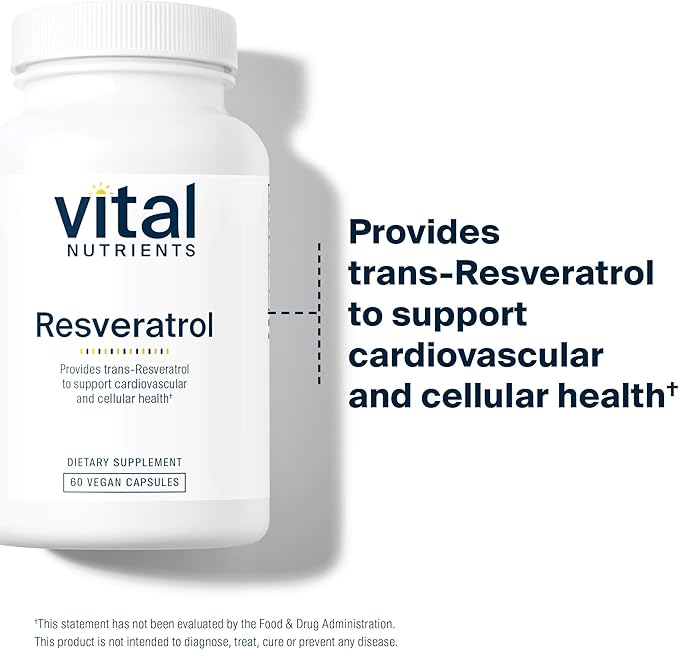 Vital Nutrients Resveratrol - Ultra High Potency Antioxidant - Trans Resveratrol for Cardiovascular and Cell Health Support* - Vegan Supplement - Gluten, Dairy and Soy Free - Non-GMO - 60 Capsules