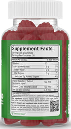 Elderberry Zinc Gummies - Organic Sambucus Elderberry Gummies with Zinc and Vitamin C - Vegan Immune Support for Adults and Kids - Chewable Elderberries Supplements for Immunity Boost - 60 Gummies