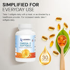 Leowell Omega-3 Softgels – High Potency EPA 432 mg & DHA 288 mg Fish Oil Supplement – 720 mg Total – 30 Softgels – Supports Heart, Brain & Joint Wellness – Fish Oil Pills, Omega 3 Supplement