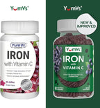YUM-V'S Iron Gummies, Grape Flavor - 10 mg Chewable Iron Supplement, Gummies with Vitamin C - Kosher, Gluten Free - Blood Builder Iron Supplement Gummies (60 Count), Pack of 20