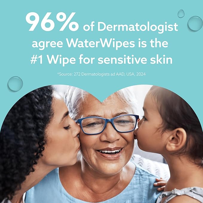 WaterWipes Sensitive+ On The Go Wipes, 3-In-1 Cleans, Cares, Protects, 99.9% Water, Unscented & Hypoallergenic Wet Wipes, 224 Count (8 Packs)