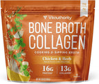 Vitauthority Bone Broth Collagen Delicious Chicken Noodle Flavored - Packed with 16g of Protein & Types I, II, III - Nourishes Skin, Hair, Nails, Joints, & Gut - Beef BoneBroth
