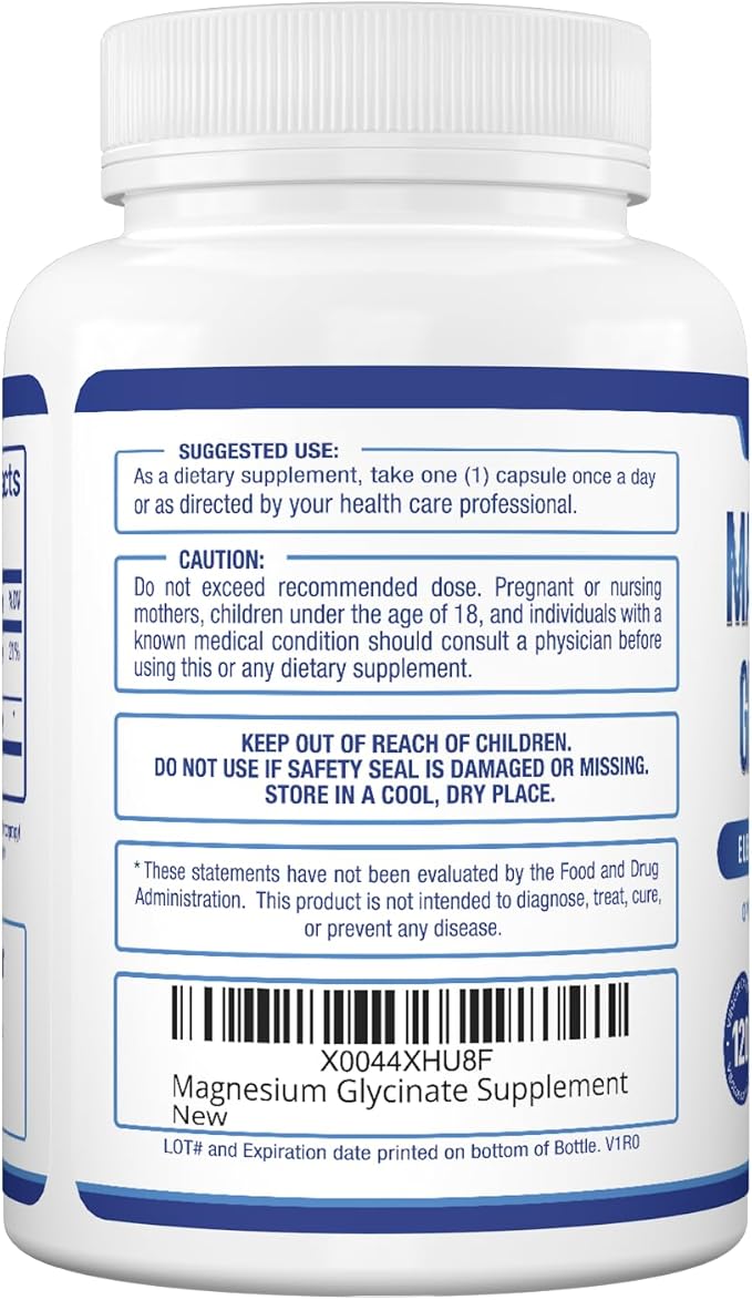Purely Optimal Magnesium Glycinate 500mg – Sleep Support & Stress Relief – Gentle, High Absorption Magnesium Supplement for Muscle Relaxation, Calm & Nerve Support – 120 Capsules
