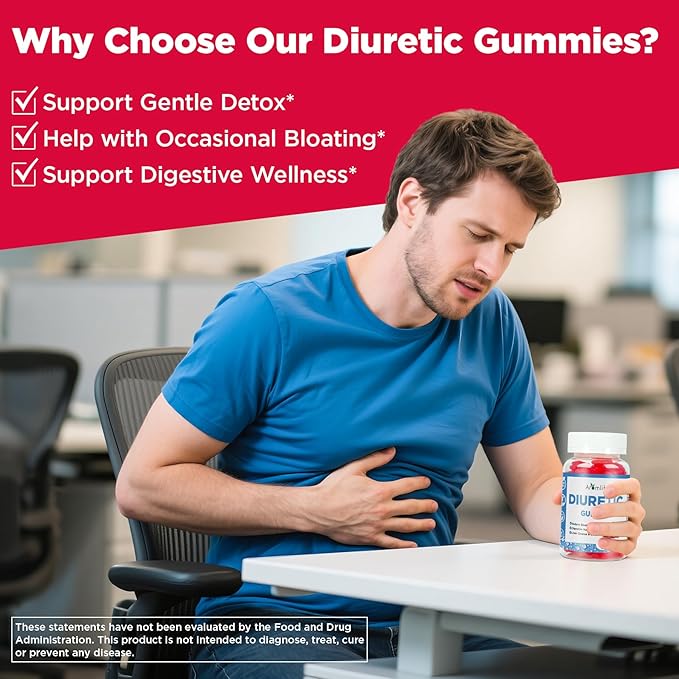 Aromlife Diuretic Retention Gummies for Water Retention & Bloat, Herbal Diuretic Water Away Gummies with Milk Thistle for Digestion, 60 Count Sugar-Free Vegan Fluid Balance Gummy for Men and Women