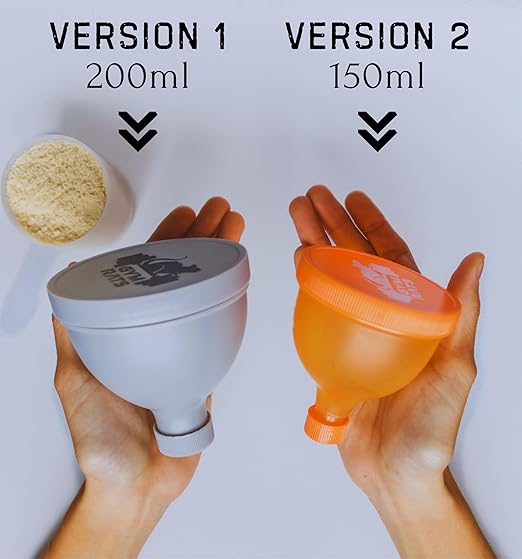 Protein Powder Funnel to Go with Carabiners & Reinforced Caps - 4 Pack (Water Bottle Approve)
