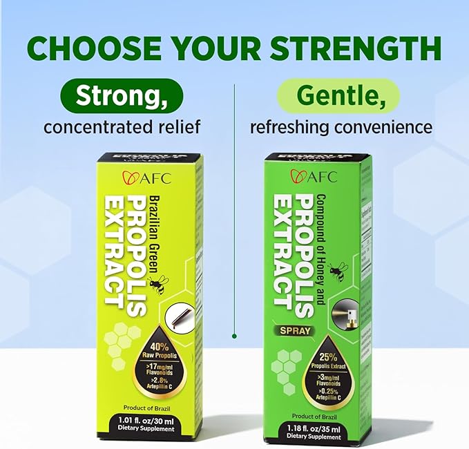AFC Japan Brazilian Green Propolis Extract with Honey Throat Spray | Natural Throat Relief, Immune Support & Freshen Breath | High Artepilin C & Flavonoids from Propolis Extract | (1.0 oz) (Pack of 1)