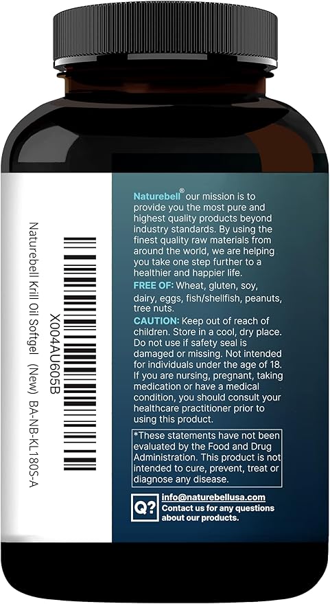 NatureBell Antarctic Krill Oil 2000mg Supplement, 240 Softgels, 3X Strength Natural Source of Omega-3s, EPA 240mg + DHA 160mg + Astaxanthin 800mcg – No Fishy Aftertaste – Mercury Free & Non-GMO