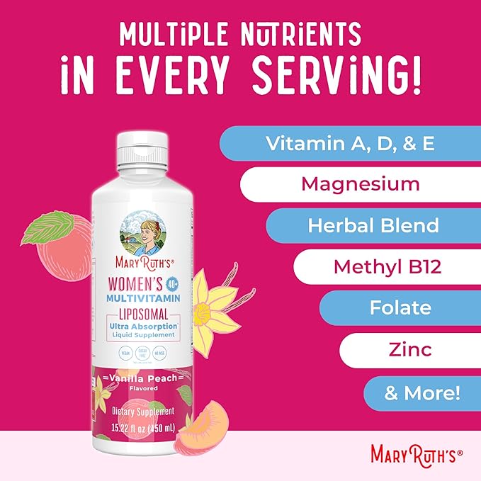 MaryRuth’s Multivitamin Liposomal for Women 40+ | Womens Multivitamin Liposomal | Immune Support Supplement | Menopause Supplement | Methylated Multivitamin | Vegan | Sugar Free | Non-GMO |15.22 Fl Oz