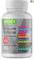 Viteey 11 in 1 Immune Support Supplement - Immune Defense with Vitamin D3, B6, Echinacea, Turmeric, Rose-HIPS, Selenium, BioPerine, Ginger, Elderberry Vitamin C and Zinc - 60 Count