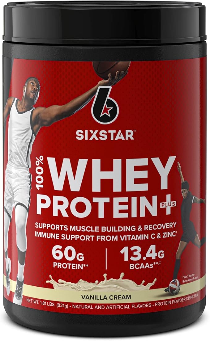 Whey Protein Powder | Six Star Whey Protein Plus | Whey Protein Isolate & Peptides | Lean Protein Powder for Muscle Gain | Muscle Builder for Men & Women | Vanilla, 2 lbs (Package May Vary)