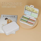 Travel Pill Box, Double Layer 7-Compartments Large Pill Organizer, 4.3" x 3.1" x 1.4" Portable Weekly Pill Case Container for Pocket, 7 Day Compact Medicine Holder for Vitamins, Fish Oils White