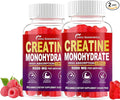 Creatine Monohydrate Gummies Infused with 5g Creatine for Men and Women, Chewable Creatine Monohydrate for Muscle Strength, Muscle Builder, Energy Boost, Pre-Workout Supplement- 180 Raspberry Gummies