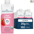 KATE FARMS Organic High Protein Strawberry Nutrition Shake, 25g Protein, 6g Fiber, 27 Vitamins and Minerals, 0g Sugar, Protein Drink, 11 oz (12 Pack)