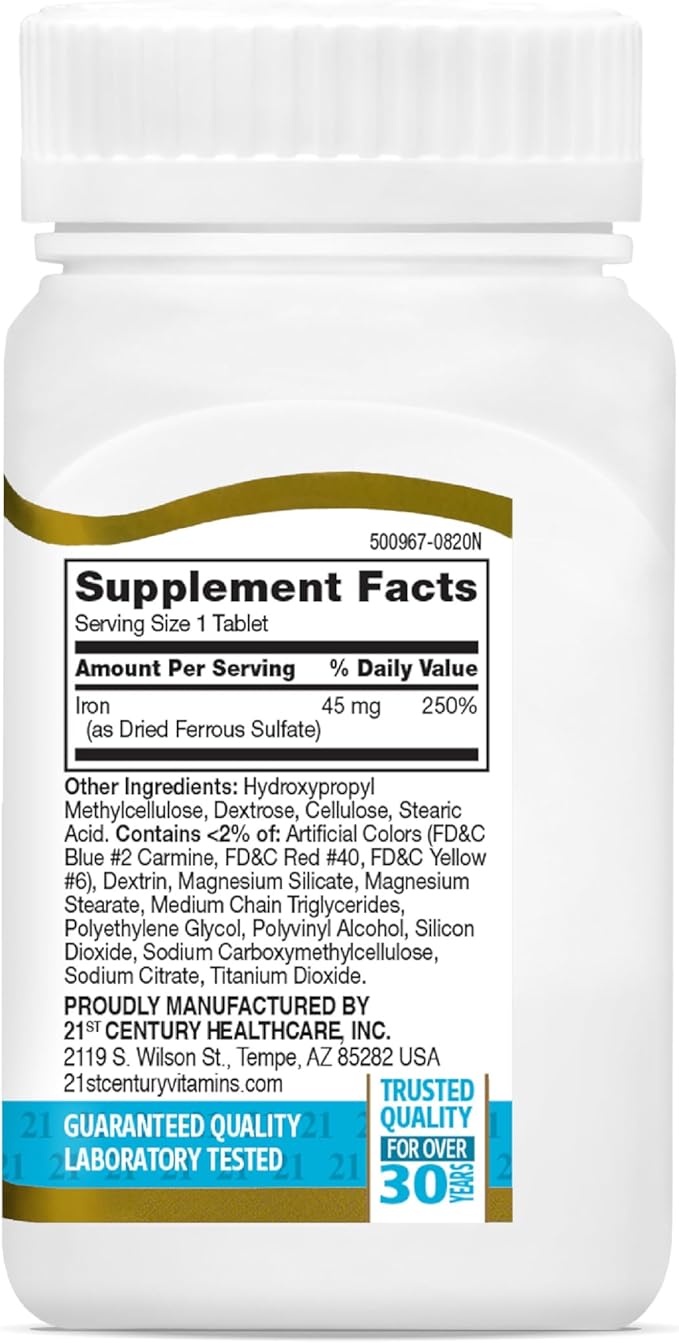 21st Century Slow Release Iron Tablets, 60 Count