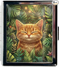 Weekly Pill Organizer, Metal Pill Box with 8 Compartments, Small Travel Pill Case for Purse Pocket, Medicine Vitamin Supplement Organizer (Jungle Cat)