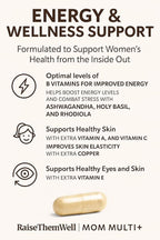 Raise Them Well Mom Multi+ Daily Multivitamin for Women with Active Folate, Adaptogens & Bacopa, Energy, Stress & Cognitive Support, 120 Veggie Capsules