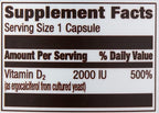 Amazon Elements Vitamin D2 2000 IU, Vegan, Supports Strong Bones and Immune Health, 2 Month Supply (Packaging May Vary), 65 Capsules (Pack of 2)