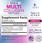 Multi Collagen Pills 2400 mg Per Serving - Advanced Types I, II, III, V, X - Hydrolyzed Multi Collagen Peptides Pills Supplement for Women & Men - Hair, Skin, & Nail Support Supplements - 180 Capsules