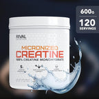 RIVAL NUTRITION Micronized Creatine I 100% Creatine Monohydrate Powder I 120 Servings I 5g Per Serving I Supports Muscle Performance, Lean Mass, and Cognitive Function | Unflavored I for Men & Women