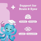 Hyland's Kids Multivitamin + Brain & Eye Health, Sugar Free Natural Mixed Berry Flavored Gummies with Choline, Lutein & Omegas, 60ct Bottle