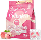 Collagen Gummies for Women, Hydrolyzed Collagen Peptides Type I, II, III, V, X, 0 Sugar - Collagen Gummies for Skin, Wrinkles, Hair, Nails, Digestive & Immune Health, 60 Days Supply